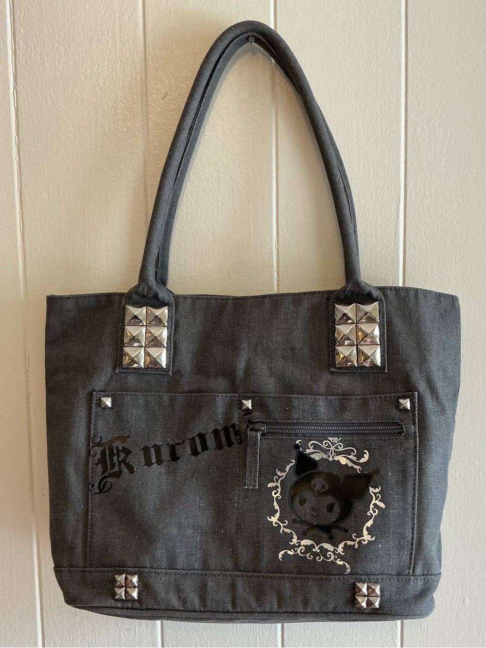 A HTF Rare Vintage Sanrio 2005,2009 Kuromi Punk Rock Canvas Tote Bag
